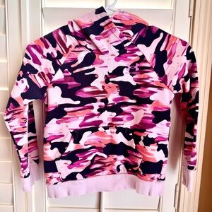 Under Armour Girls Pink Purple Camo Hoodie Youth Small Fleece Sweatshirt